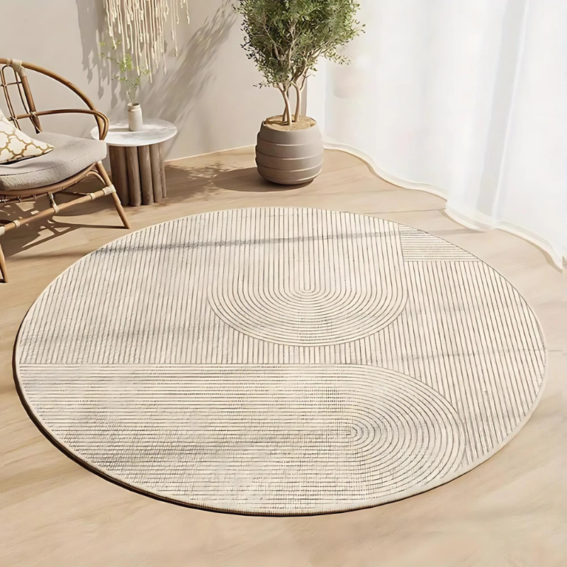 Round rug in Scandinavian design – Modern anti-slip rug for living room & bedroom | Kalsten