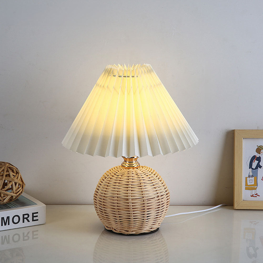 Modern Table Lamp with White Pleated Shade | Kalsten