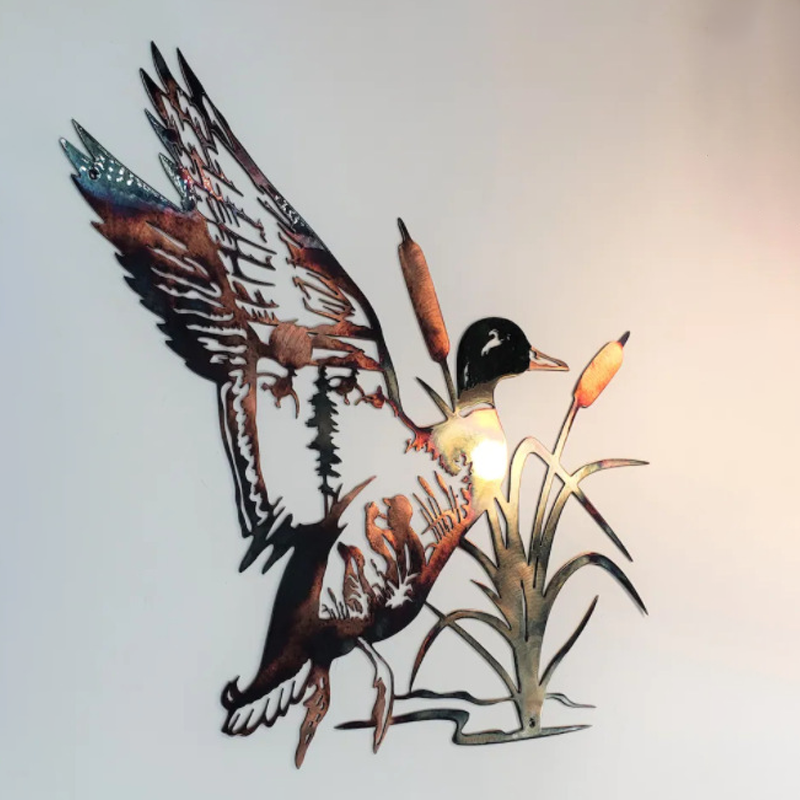 Skanto | Solo Duck Hunting & Trout Fishing Scene Creative Metal Wall Art Craft