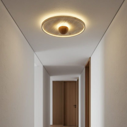 TerraGlow Natural Travertine Flush Mount