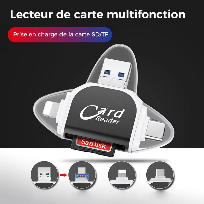 4-in-1 universal multiport SD TF card reader | Kalsten