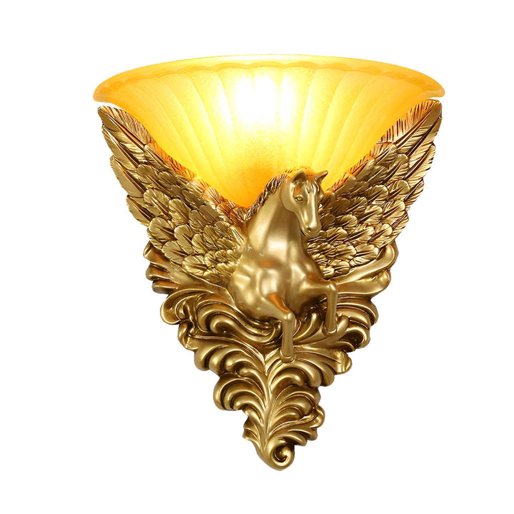 LED Wall Sconce Light – Luxury Gold Horse Head Retro Resin (37x33.5cm / 14.6x13.2in) | Kalsten