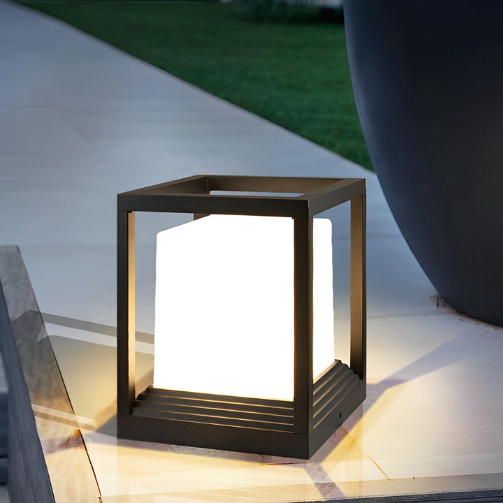Minimalist Square Waterproof LED Black Modern Solar Fence Post Lights | Kalsten