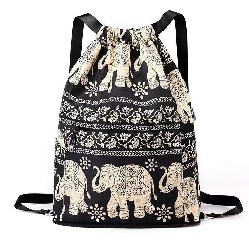 Drawstring shoulder bag in ethnic style | Kalsten