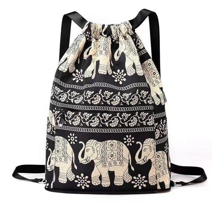 Drawstring shoulder bag in ethnic style | Kalsten