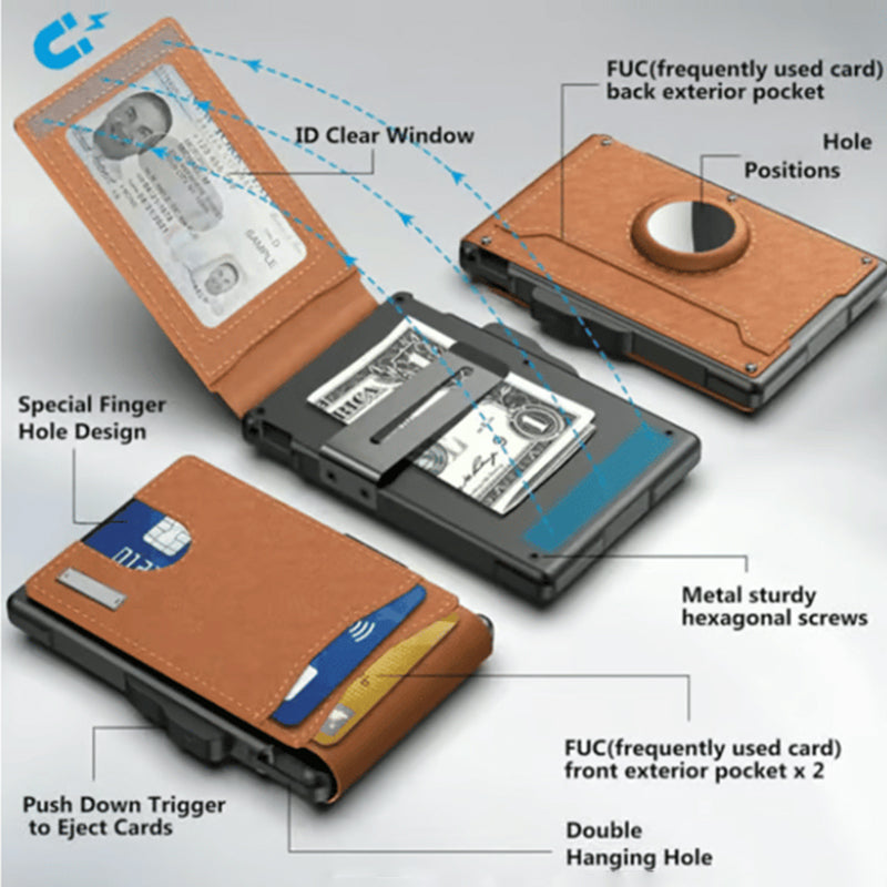 Kalsten | Men's Business Style PU Leather Card Slots for AirTag