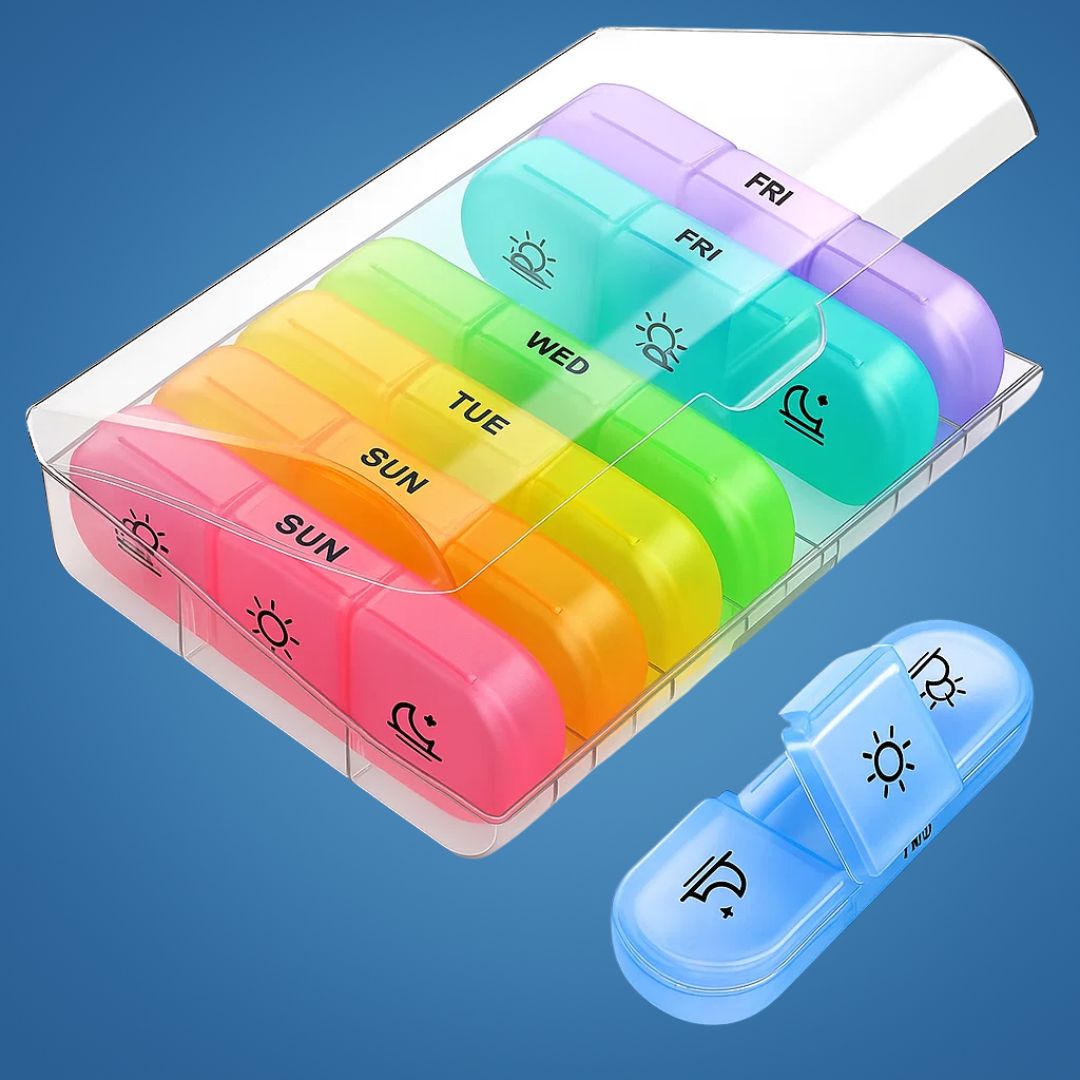 MediTrack | Weekly Pill Organizer – Improves Medication Adherence - Easy‑Open Large Compartments – BPA‑Free Durable – Travel & Seniors Kalsten