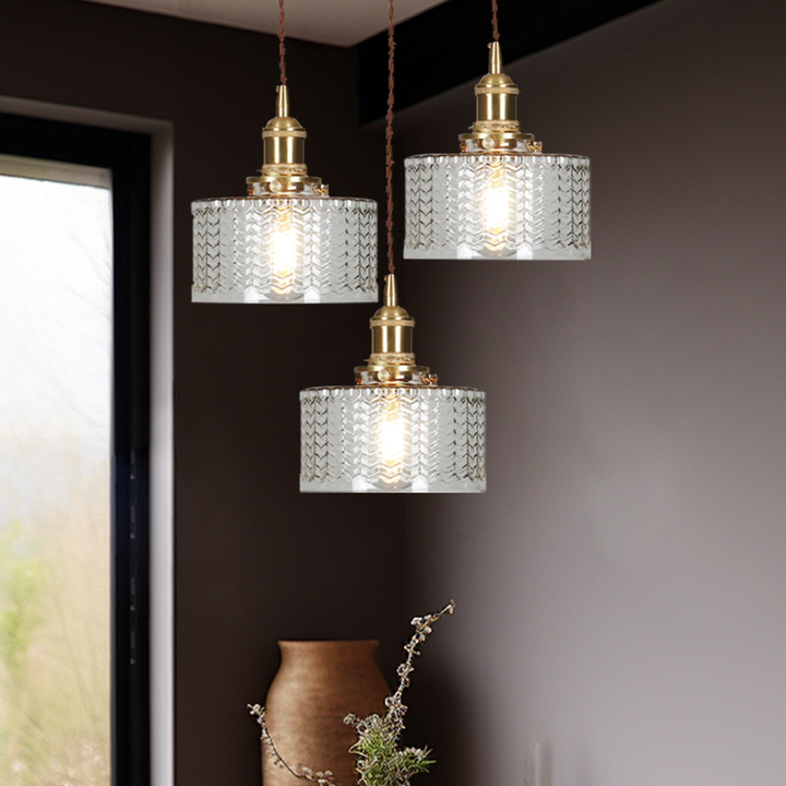 Vintage Stunning Cylinder Glass Pendant Light | Kalsten