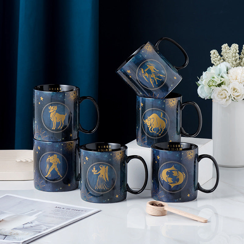 12 Constellations Mug Cobalt Blue Ceramic Coffee Mug | Kalsten