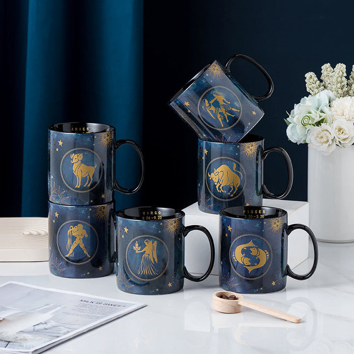 12 Constellations Mug Cobalt Blue Ceramic Coffee Mug | Kalsten