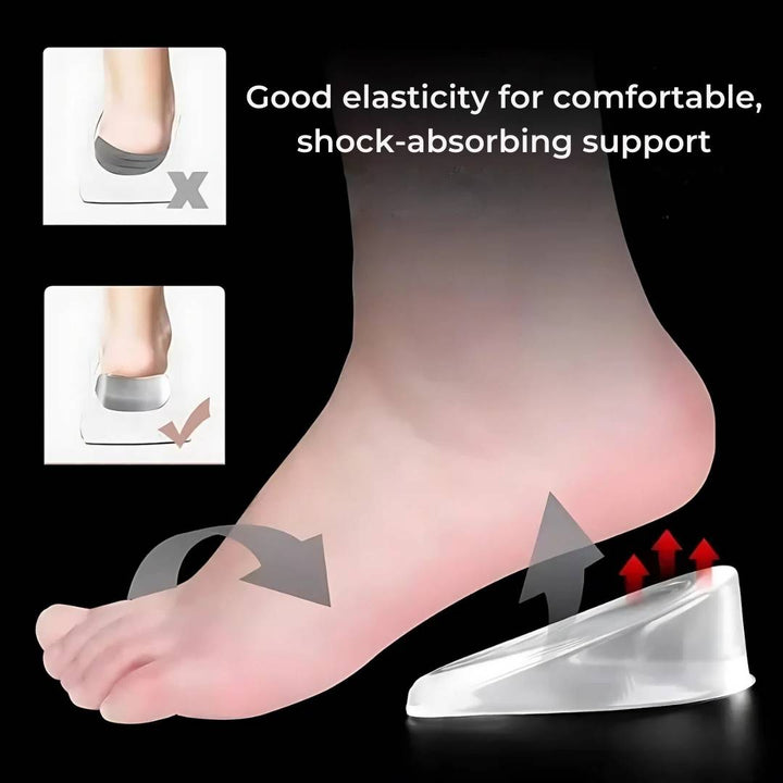 LiftComfort Silicone Gel Heel Lifting Inserts | Height Increase - Pain Relief for Plantar Fasciitis - Shock Absorption - Better Posture Kalsten
