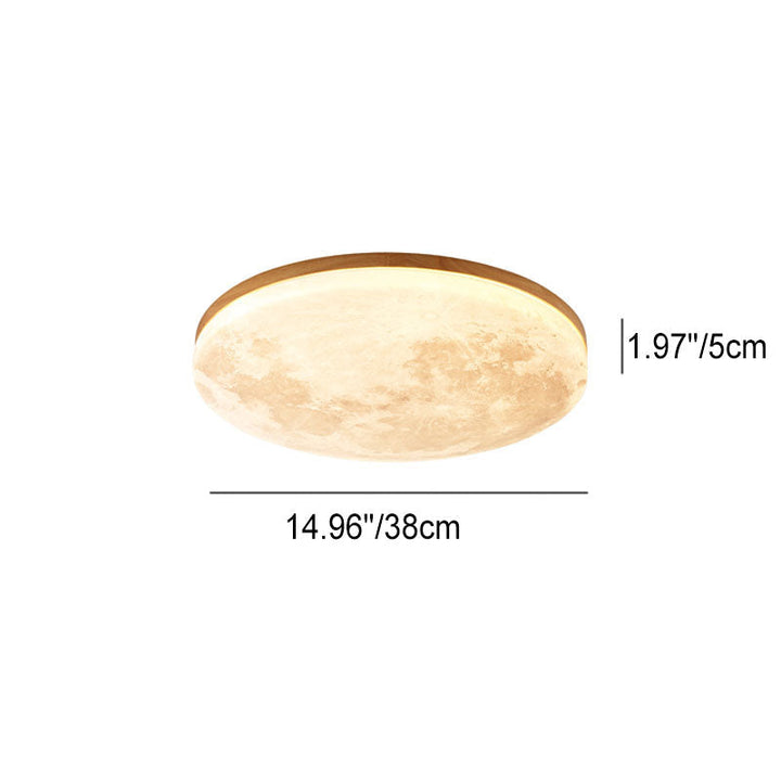 Flush Mount Ceiling Light Wood 14.96 in Modern Hallway Living Room Bedroom LED Fixture 24W 2400lm | Kalsten