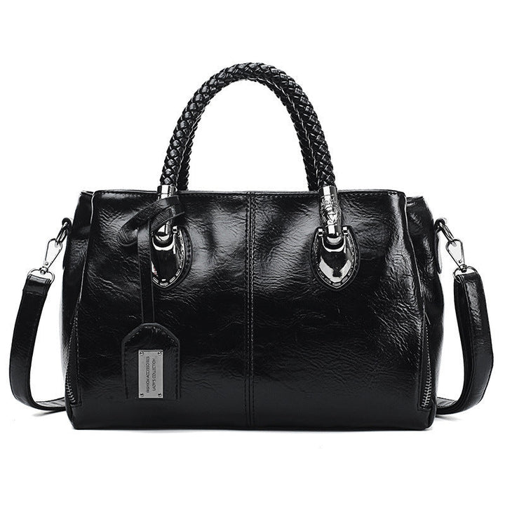 New handbags made of oil wax leather Boston, large tote bag made of soft leather | Kalsten