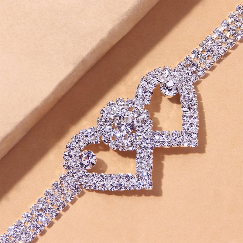 Rhinestone Heart Anklet