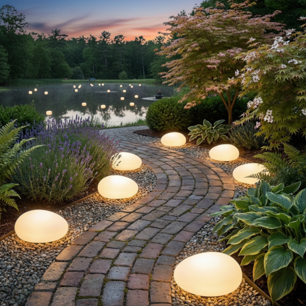 LunaStone Solar Pebble Pathway Light