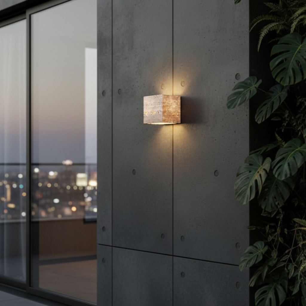 Natural Travertine Indoor/Outdoor Wall Sconce