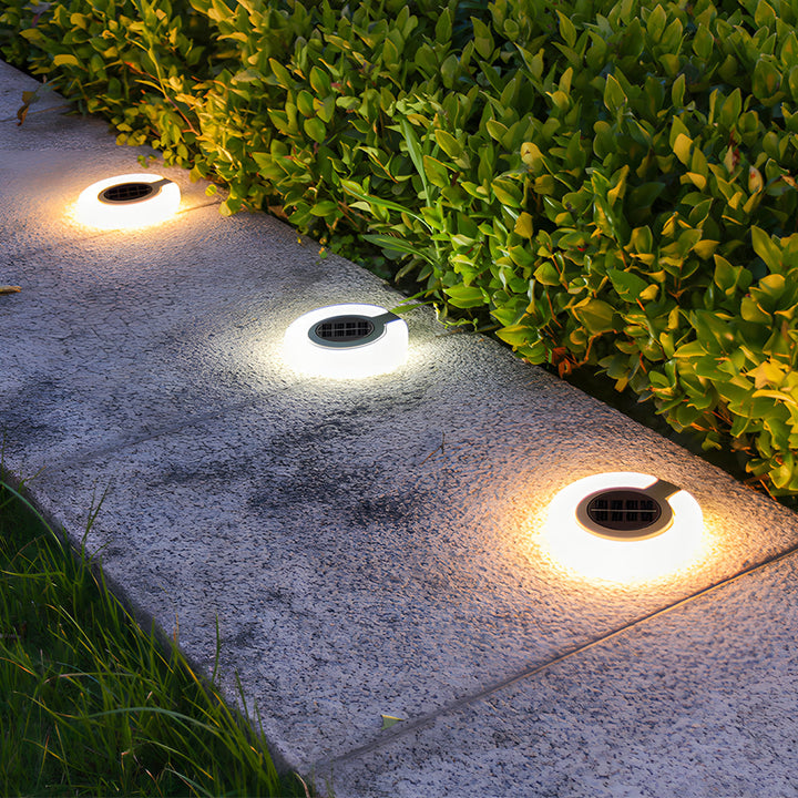 4PCS Round Foldable Solar Deck Lamp Set - Modern Outdoor Disk Lights | Kalsten