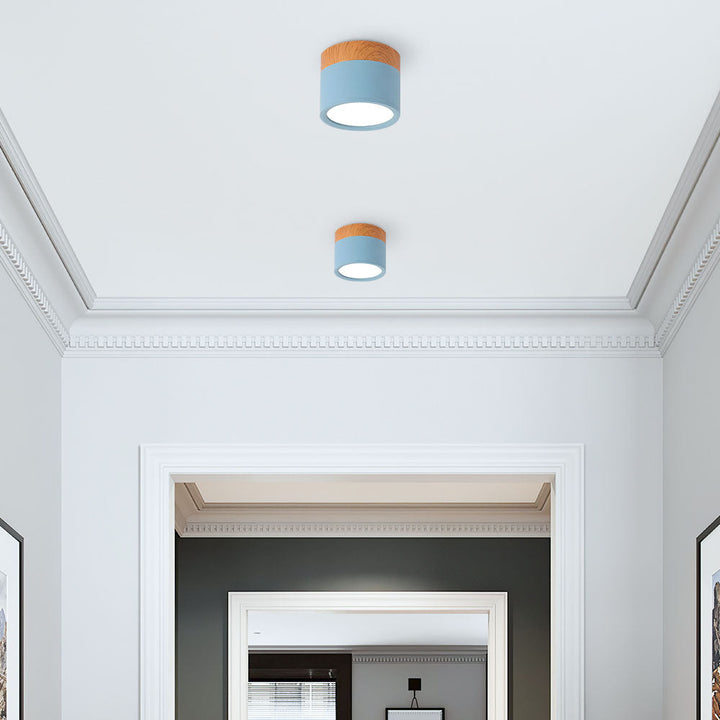 Pink Wood Flush Mount Ceiling Lamp Kalsten