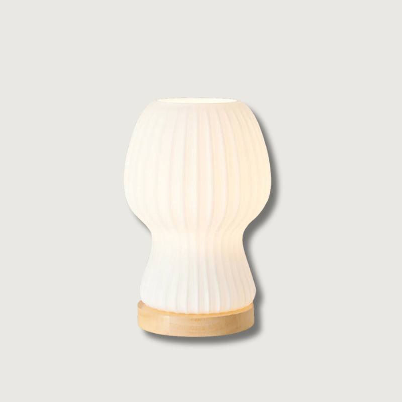 GlowBeam – Folded Glass Table Lamp with Wooden Accent | Kalsten