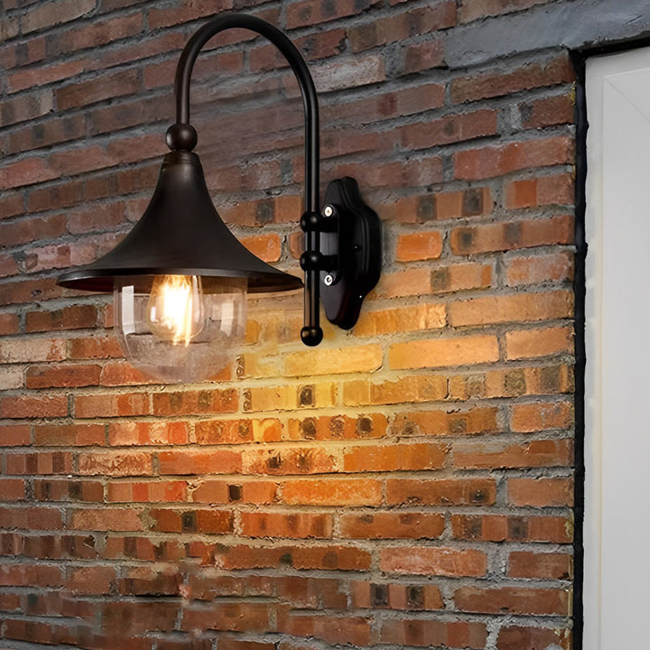 Creative Trumpet Shaped Waterproof LED Black Vintage Outdoor Wall Lamp | Kalsten