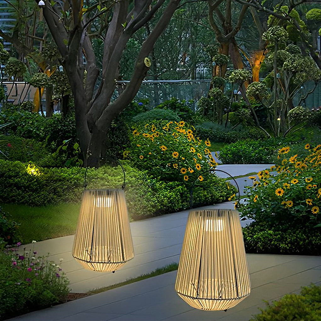 Portable Waterproof Handmade Rattan LED Modern Solar Outdoor Lanterns | Kalsten