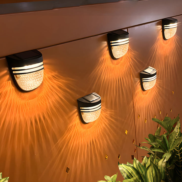 Modern Solar-Powered Black Wall Fence Lights, 4-Pack | Kalsten