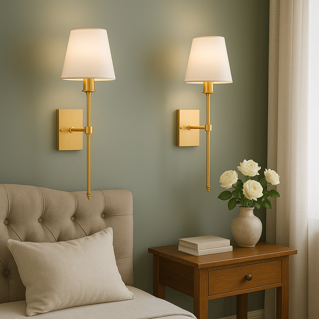 Kalsten | (2 Pieces) Wired Wall Lamp – Stylish Lamp Set for Lighting Above a Mirror or Bed