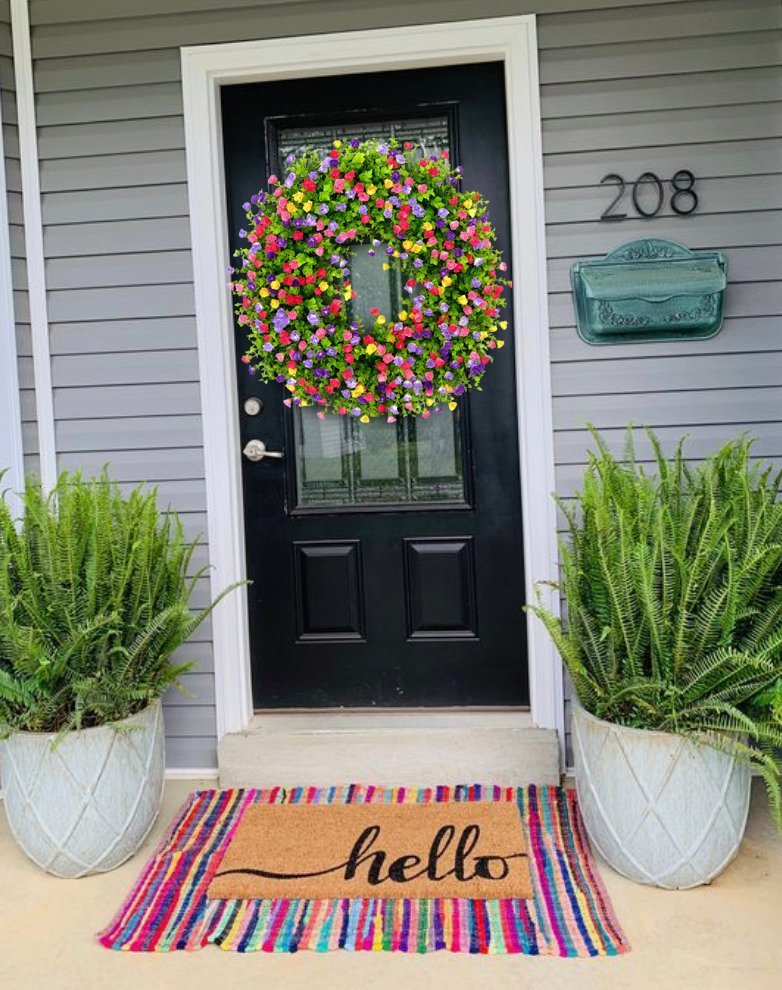 Kalsten | BloomWreath Spring & Summer Front Door Wreath | Handmade Floral Grapevine Accent