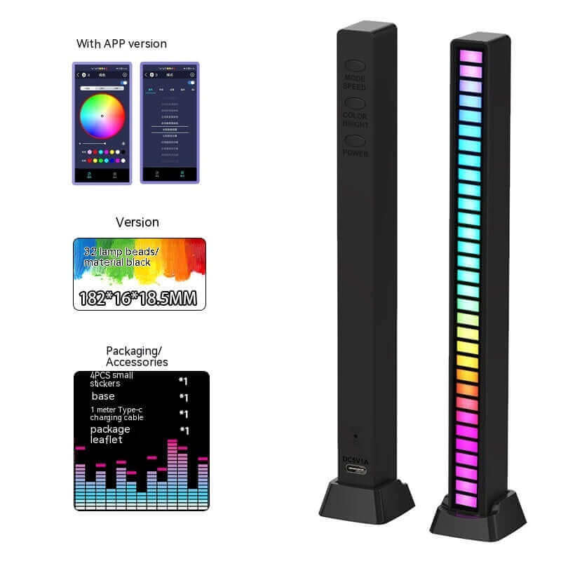 Led Sound Control Light Bar RGB Ambient Pickup Rhythm Lamp Music USB Adjustabl Automotivo Strip For Automobiles Family Party | Kalsten