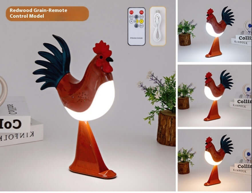 LED Rooster Night Light Touch With Sound Rechargeable Bedroom Bedside Lamp Dimmable Car Ambience Aroma Carrying Lamp Home Decor | Kalsten