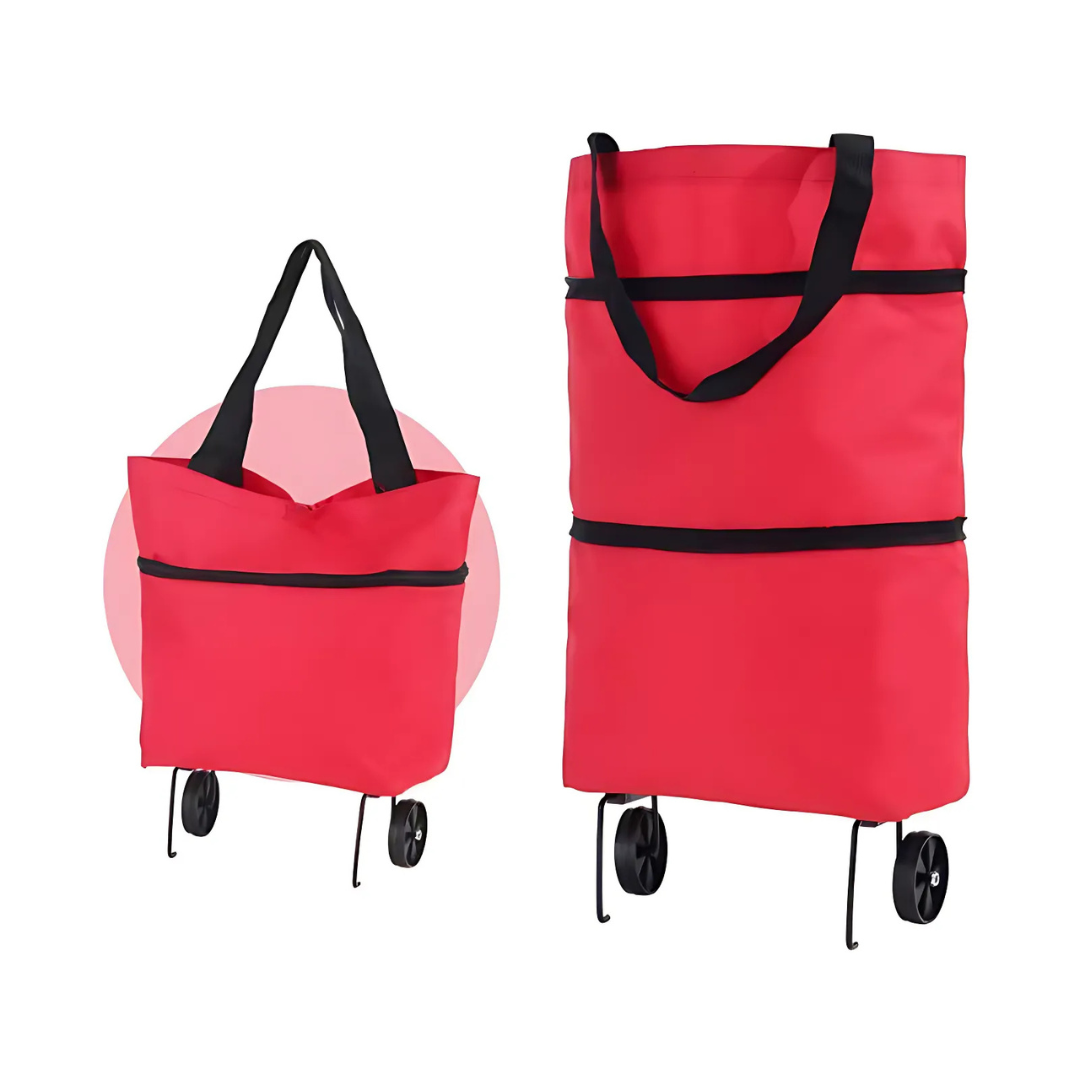 Foldable shopping trolley with expandable wheels | Kalsten
