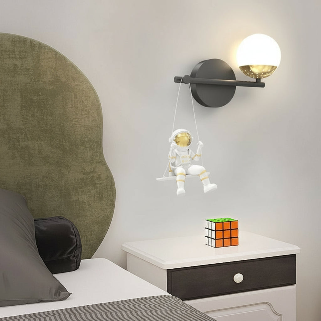 LED Wall Sconce Light – Modern Astronaut Swing Resin Acrylic (32x22cm / 12.6x8.7in) | Kalsten