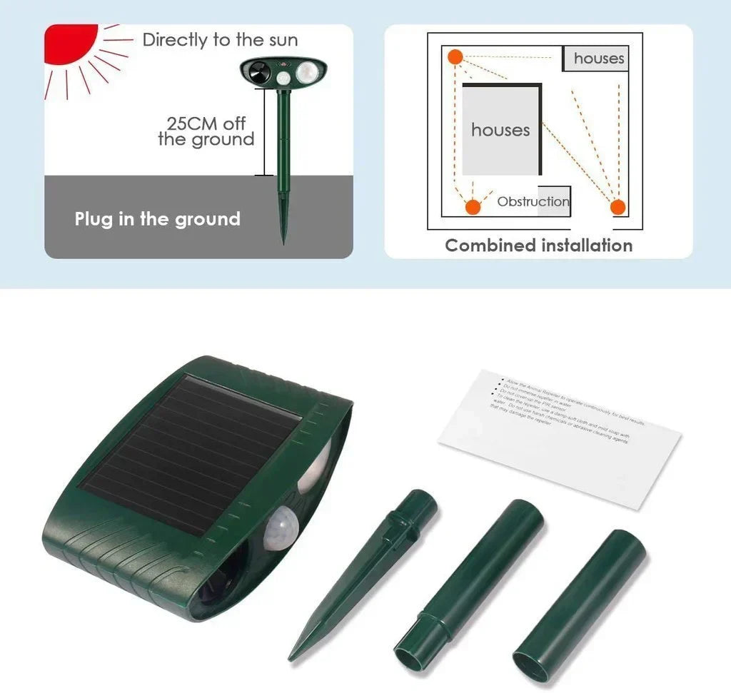 Kalsten | Solar-Powered Ultrasonic Deer Repeller - Effective Deer Deterrent for Gardens & Yards in 48 Hours