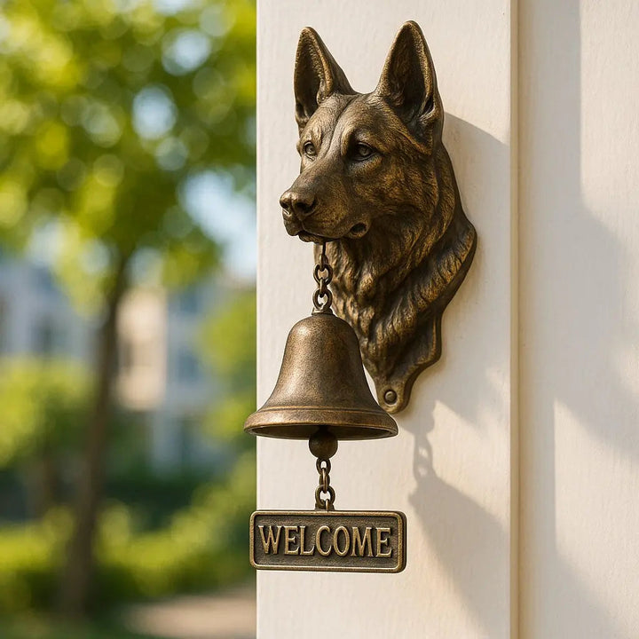 Kalsten | Welcome Bell Shepherd Bronze – Elegant Wall Bell with German Shepherd Design