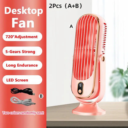 Skanto | Portable Mini Air Conditioner with USB Charging – 5 Speeds & 720° Rotation