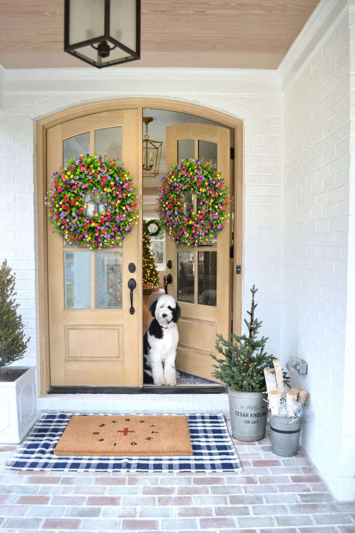Kalsten | BloomWreath Spring & Summer Front Door Wreath | Handmade Floral Grapevine Accent