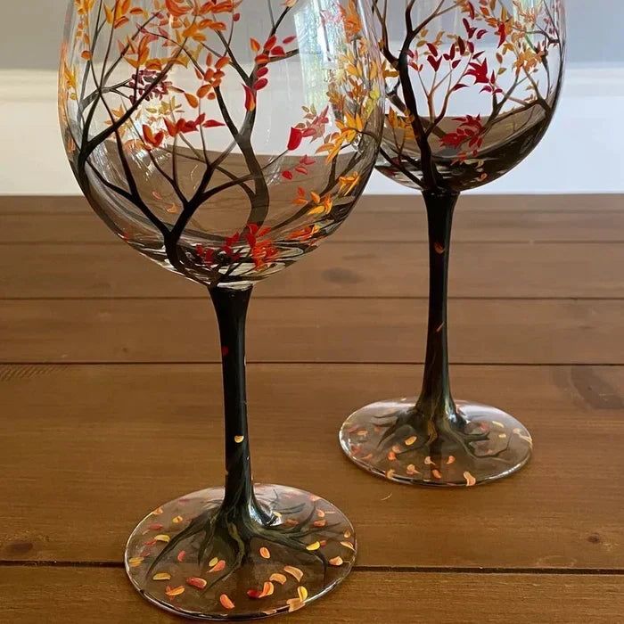 Four Seasons Hand-Painted Wine Glass
