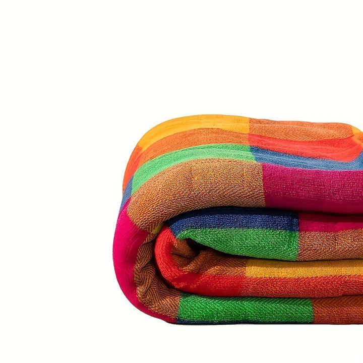 Kalsten | Coral fleece blanket – Reversible thick Sherpa blanket with a colorful checkered pattern