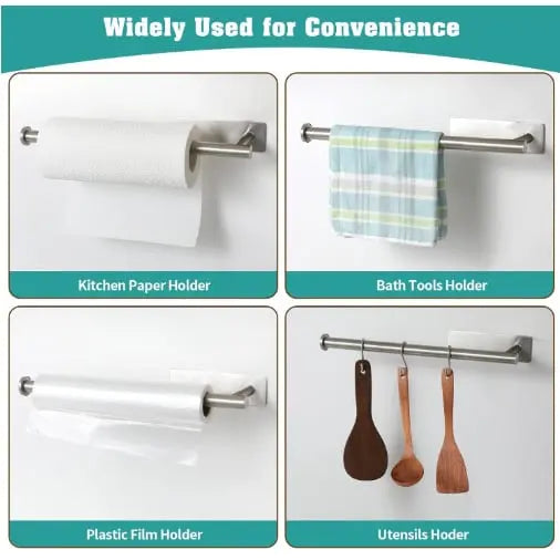 Kalsten | 2-piece set wall-mounted paper roll holder – no drilling, space-saving & modern!