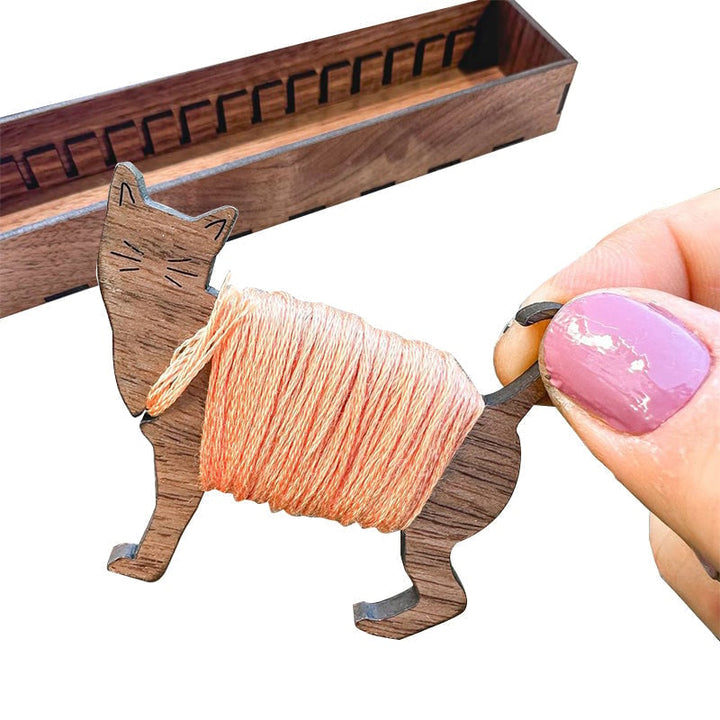 Kalsten | Embroidery Thread Organizer | Wooden Bunny Bobbin Set | 16-Piece | Storage Corral Included