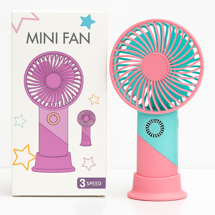 ColorTwist™ Mini Fan – 3-Speed Rechargeable Handheld Fan | Kalsten