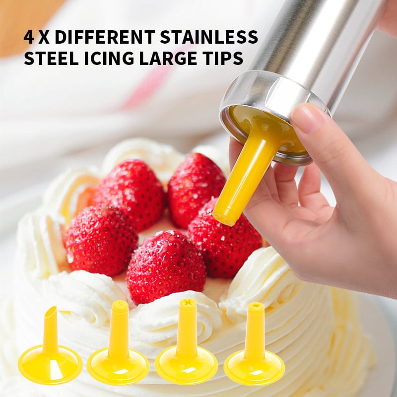 Kalsten | Cookie Press Kit | 20 Stainless Steel Discs & 4 Nozzles | Adjustable Size & Easy Clean | BakeJoy