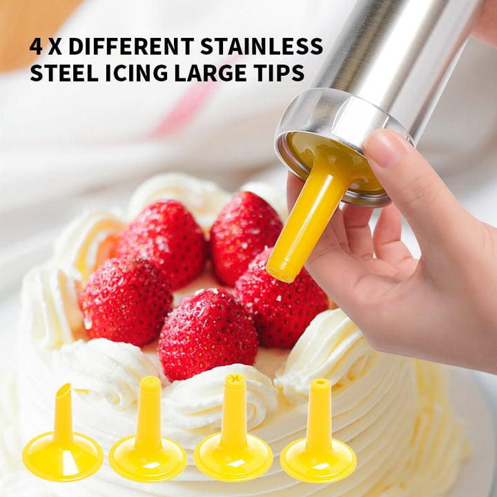 Kalsten | Cookie Press Kit | 20 Stainless Steel Discs & 4 Nozzles | Adjustable Size & Easy Clean | BakeJoy