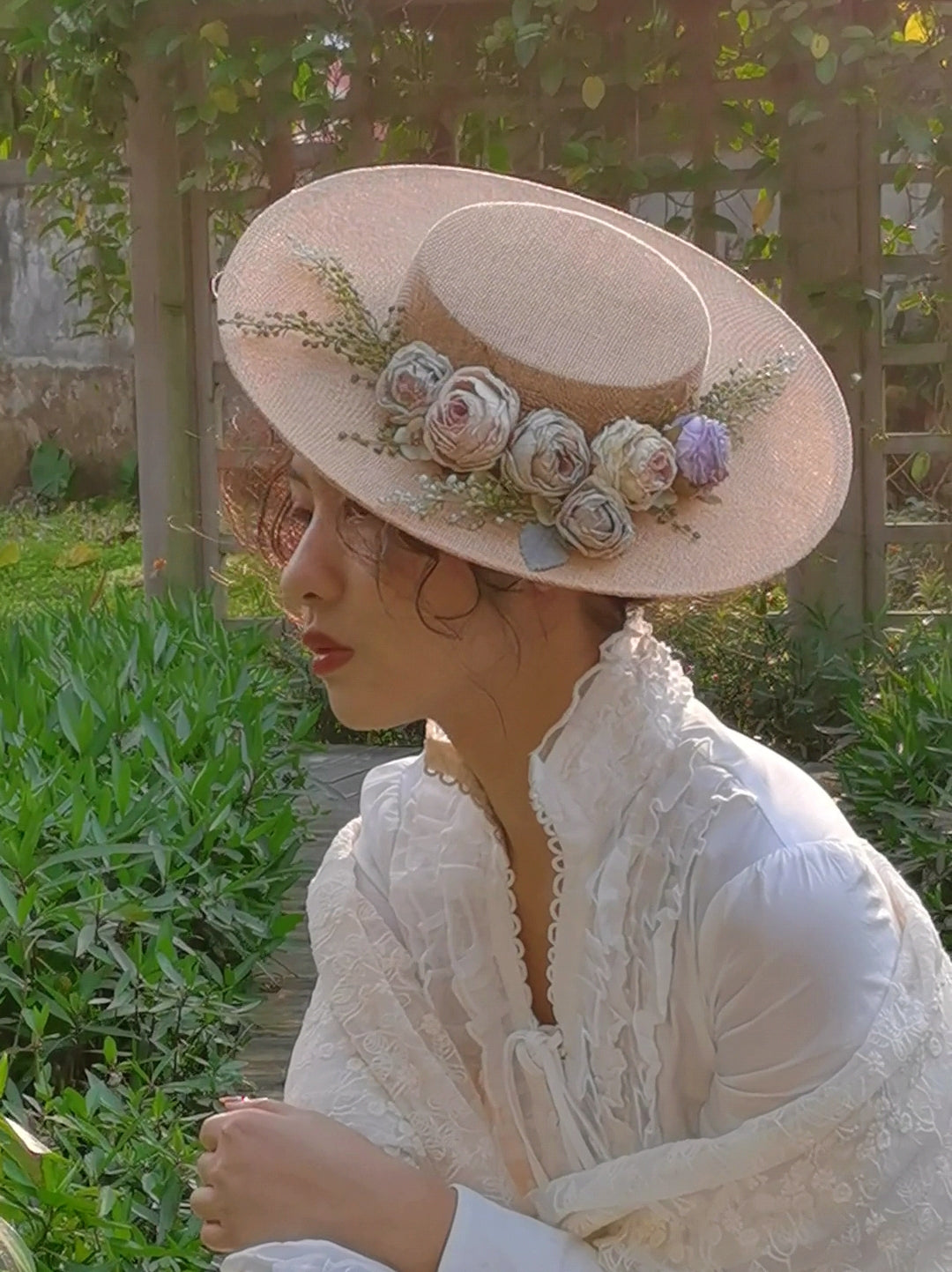 Kalsten | Handmade French Hat, Retro And Elegant Hollow Flower Forest Style Flat Hat