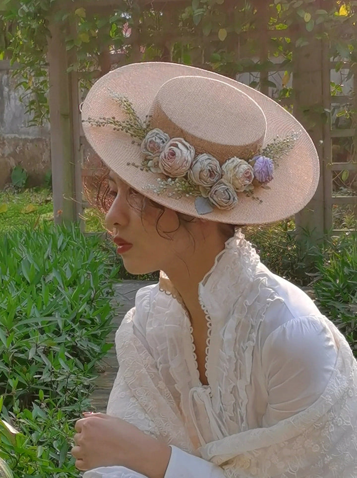 Kalsten | Handmade French Hat, Retro And Elegant Hollow Flower Forest Style Flat Hat