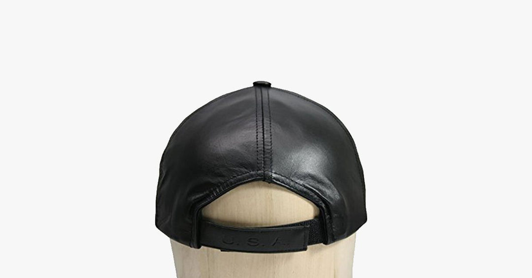 Black Leather Adjustable Baseball Cap | Kalsten