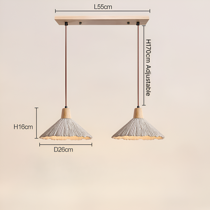 Pendant Light Cement 13.8 in Cream Dining Room Kitchen Island Hanging Ceiling Minimalist Wabi Sabi Rustic Fixture | Kalsten