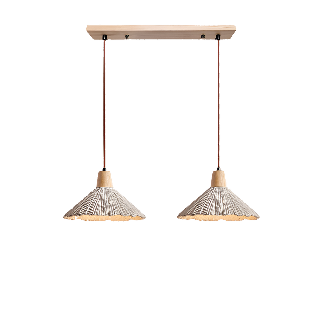 Pendant Light Cement 13.8 in Cream Dining Room Kitchen Island Hanging Ceiling Minimalist Wabi Sabi Rustic Fixture | Kalsten