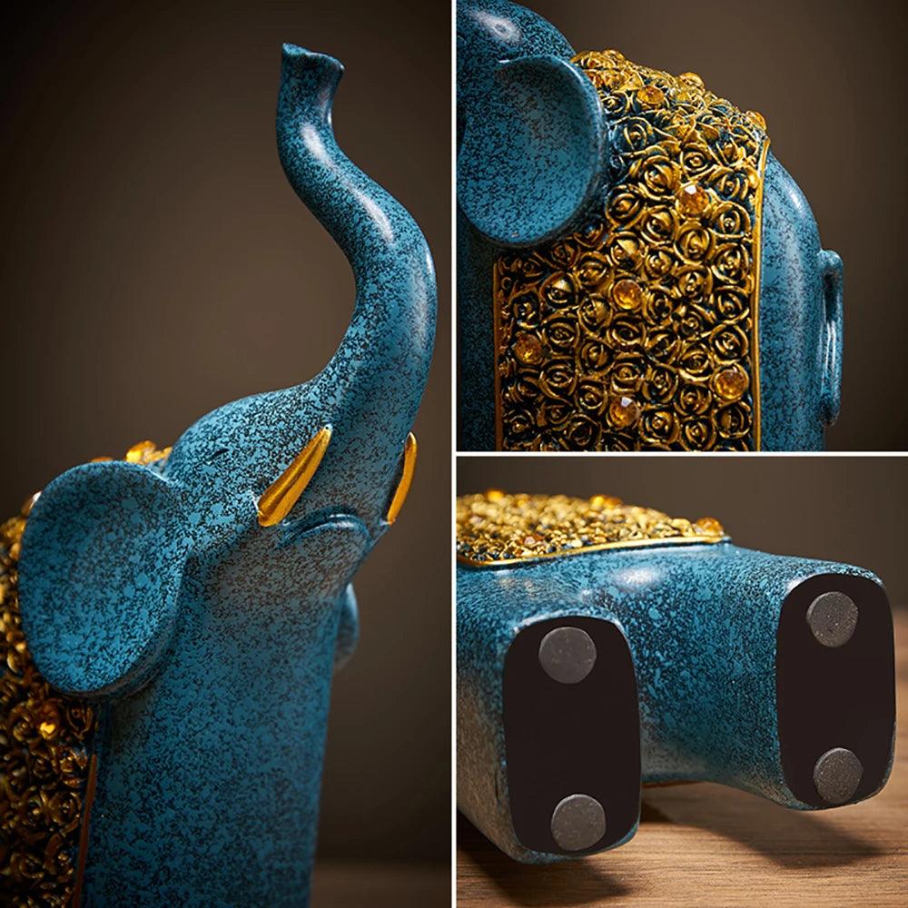 Kalsten | Decorative Figures Elephants Set of 2 | Retro Design | Resin | 13x8x30 cm