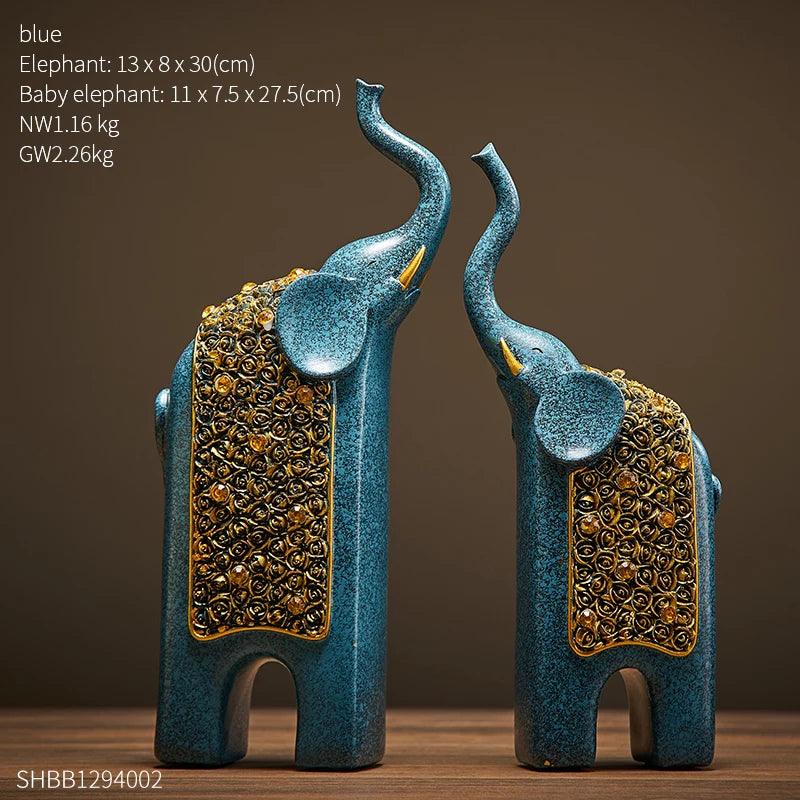 Kalsten | Decorative Figures Elephants Set of 2 | Retro Design | Resin | 13x8x30 cm